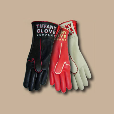 A pair of gloves that are black and red.